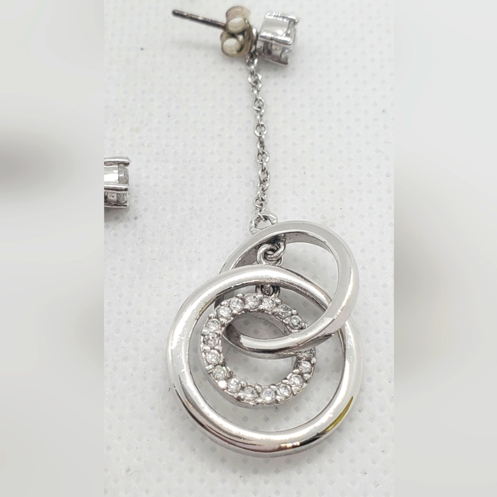 EARRINGS with rhinestones pendants in silver - Picture 6 of 7